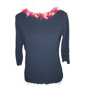 K-I-K-I-T Maurice Sasson  Colorful Tattered Ribbon Funfetti Knit Top